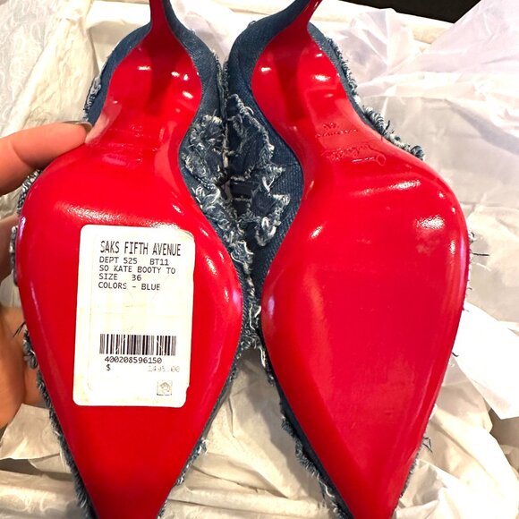 Christian Louboutin SO KATE BOOTY 100 Denim Ankle Bootie Boots Heels - Picture 14 of 16